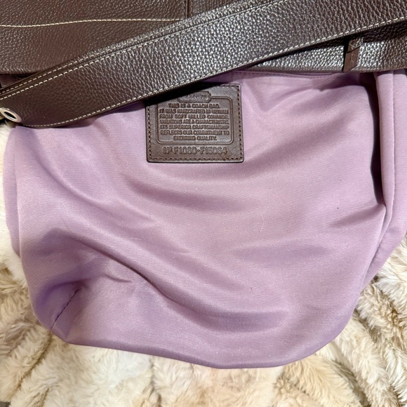 Coach Duffle Convertible Brown Pebble Leather/Lavender Lining Crossbody/Shoulder - Picture 7 of 9